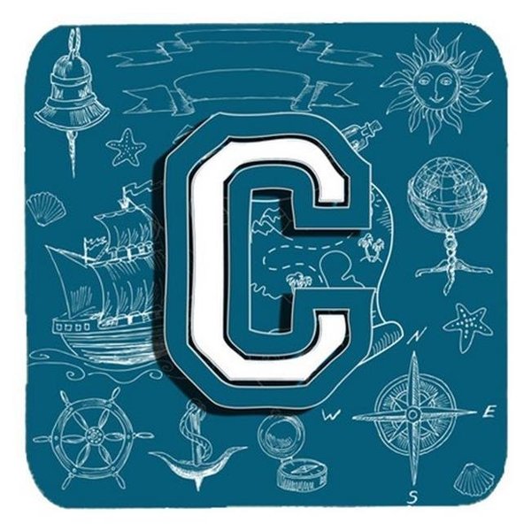 Carolines Treasures Carolines Treasures CJ2014-CFC Letter C Sea Doodles Initial Alphabet Foam Coasters; Set Of 4 CJ2014-CFC